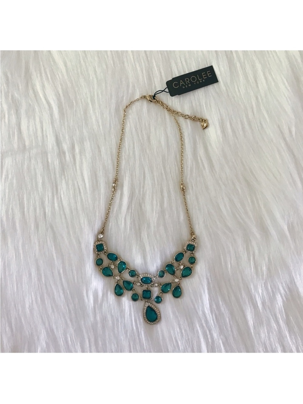 CAROLEE Gemstone Crystal Statement Necklace Gold - Picture 11 of 11
